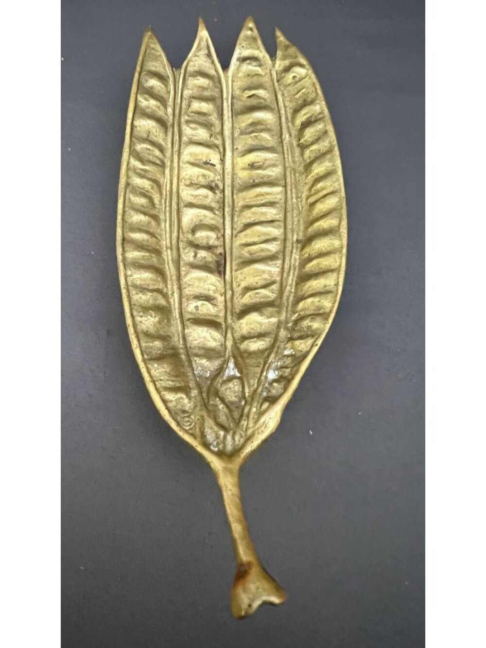 1948 Oscar JW Hanser Brass Mimosa Seed Pod Trinket Dish, Virginia Metalcrafters - Picture 4 of 4
